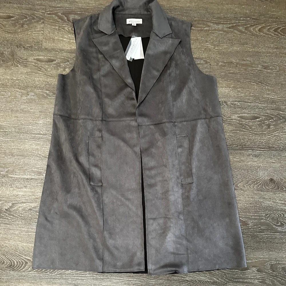 Philosophy Plus Size Faux Suede Vest Size 2X color Ash Smoke